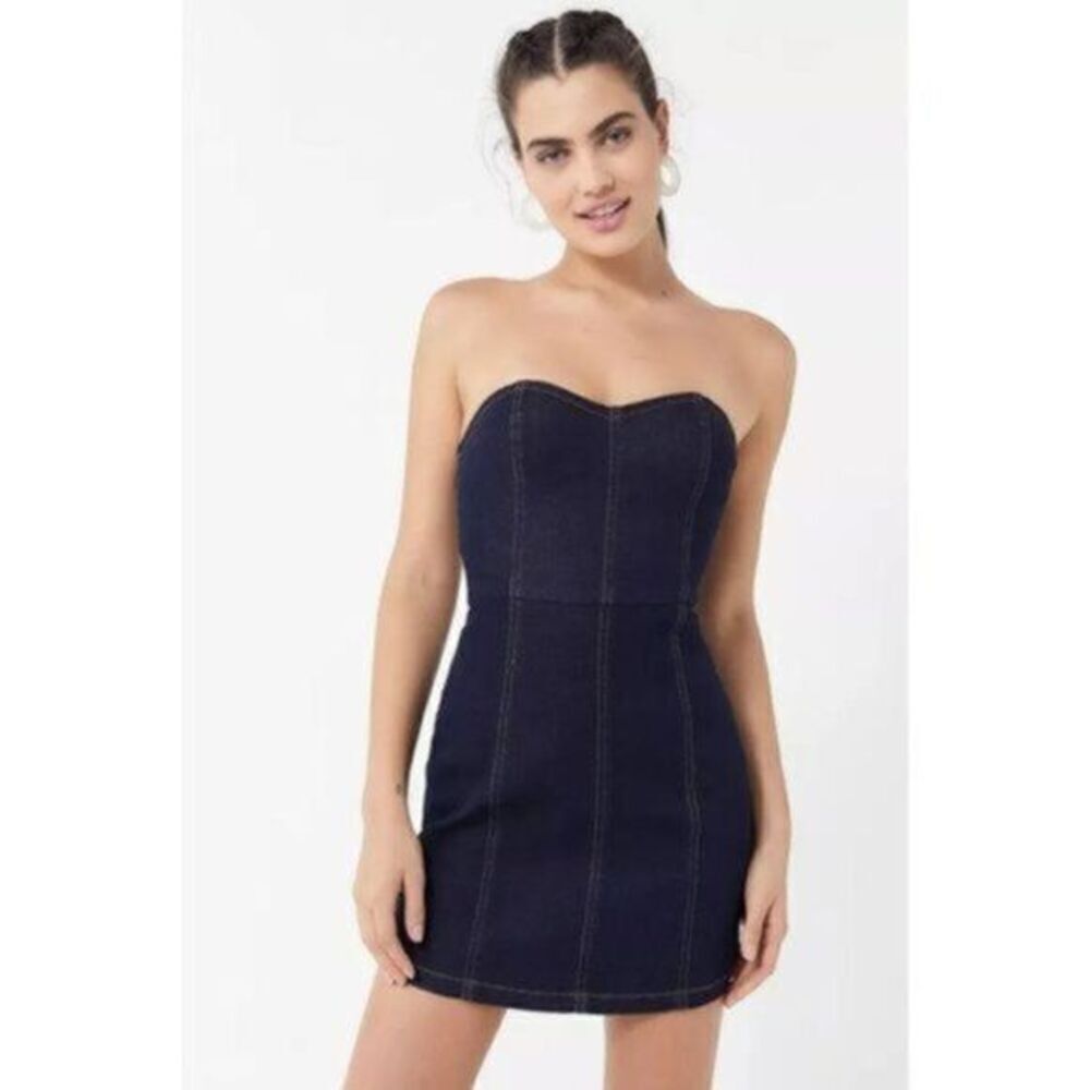 Urban Outfitters Strapless Mini Dress S Dark Denim SOLD OUT  NWOT